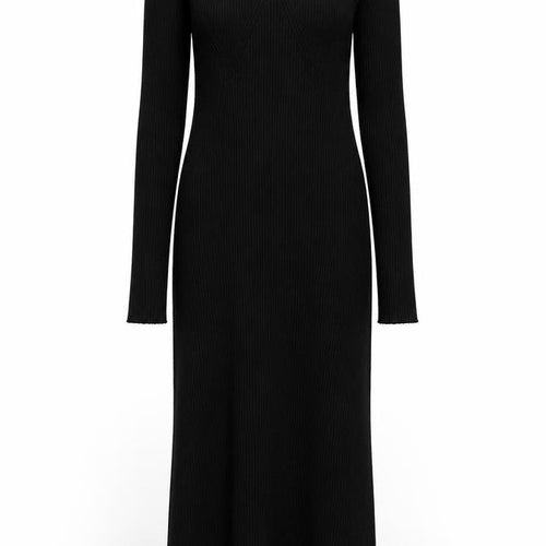 H&M Women’s Black Ribbed Knit Bodycon Midi Dress XS