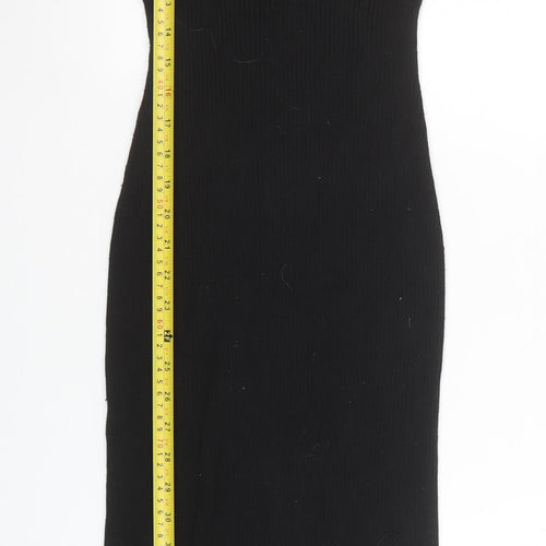 H&M Women’s Black Ribbed Knit Bodycon Midi Dress XS