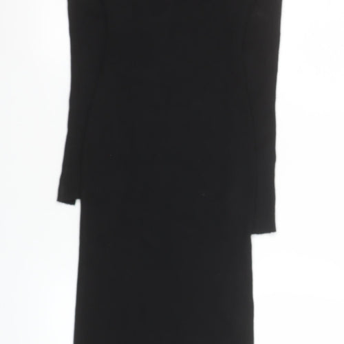 H&M Women’s Black Ribbed Knit Bodycon Midi Dress XS