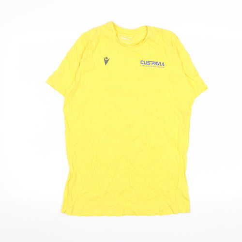 Macron Men's Yellow Cotton Sports University Graphic T-Shirt Size S