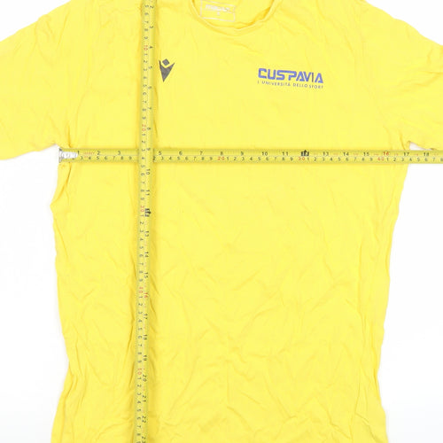 Macron Men's Yellow Cotton Sports University Graphic T-Shirt Size S