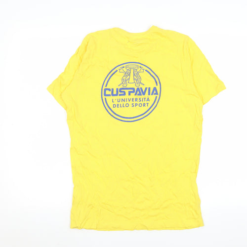 Macron Men's Yellow Cotton Sports University Graphic T-Shirt Size S