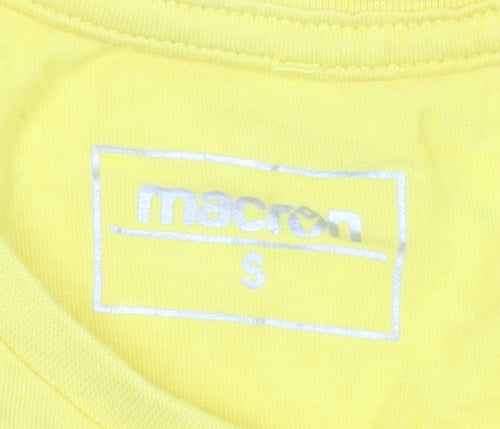 Macron Men's Yellow Cotton Sports University Graphic T-Shirt Size S