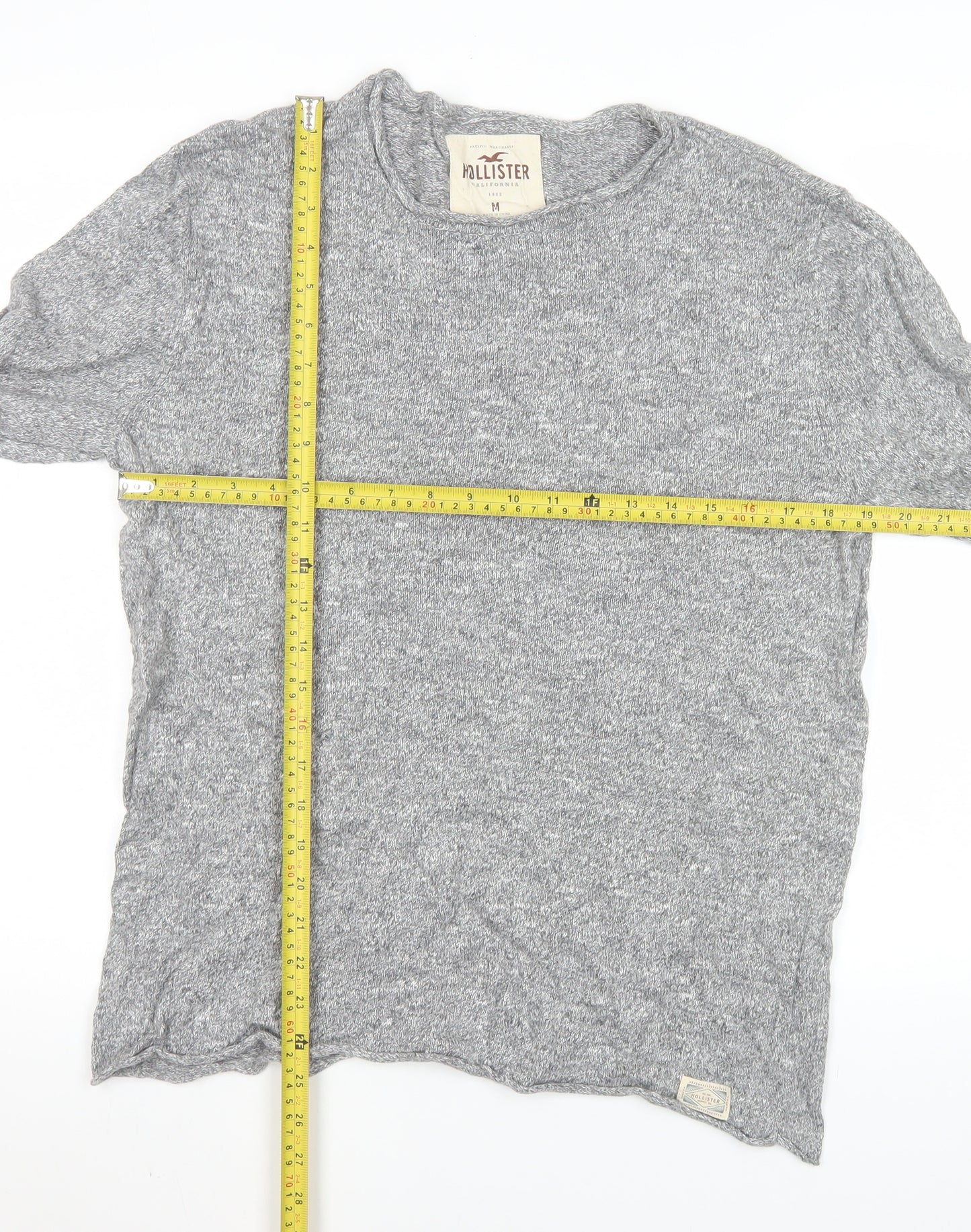 Hollister Men's Grey Medium Crew Neck Knit Pullover Jumper