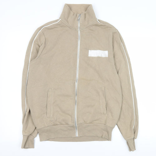 boohooMAN Men's Beige Basic Zip Cotton Jacket Size L