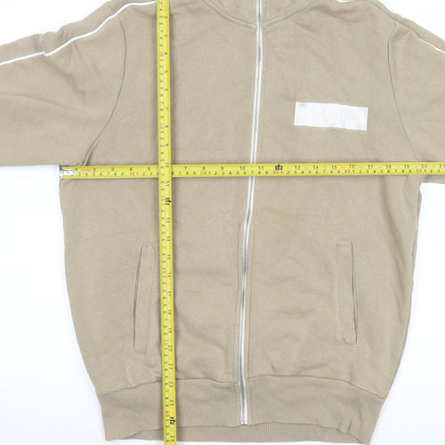 boohooMAN Men's Beige Basic Zip Cotton Jacket Size L
