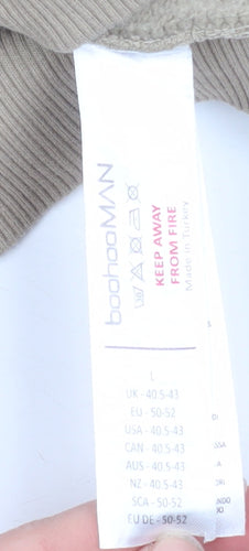 boohooMAN Men's Beige Basic Zip Cotton Jacket Size L