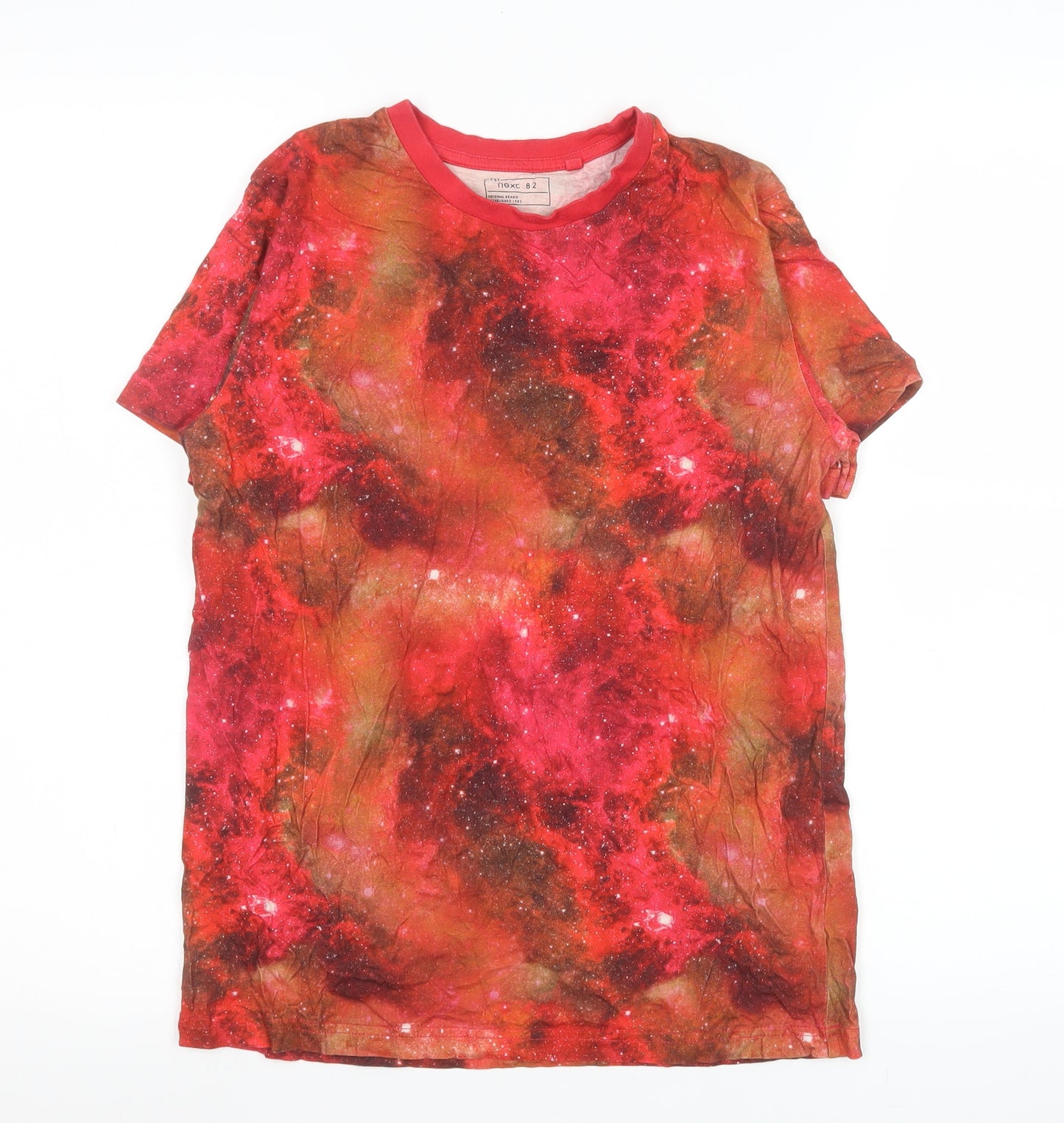 Next Boys Red Space Print 12 Years Cotton Short Sleeve T-Shirt