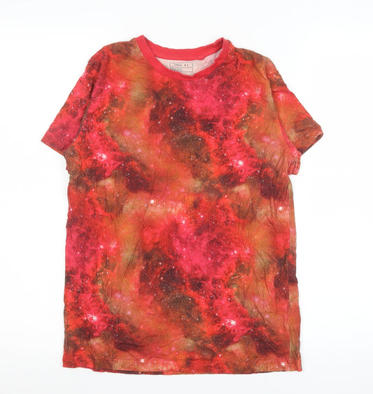 Next Boys Red Space Print 12 Years Cotton Short Sleeve T-Shirt