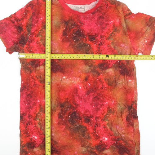 Next Boys Red Space Print 12 Years Cotton Short Sleeve T-Shirt