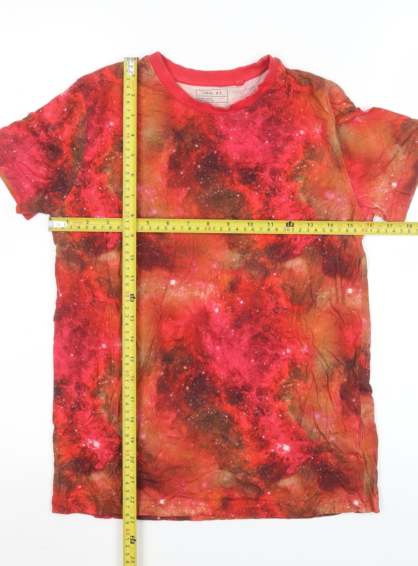 Next Boys Red Space Print 12 Years Cotton Short Sleeve T-Shirt
