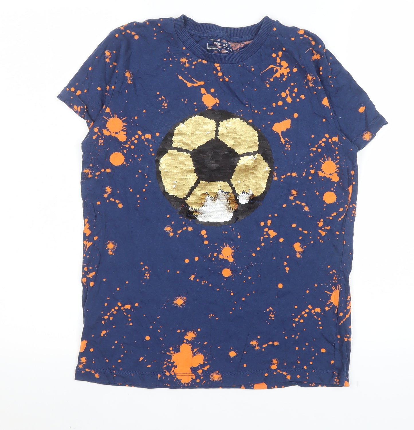 Next Boys Blue Sequin Football Graphic T-Shirt 12 Years Short Sleeve