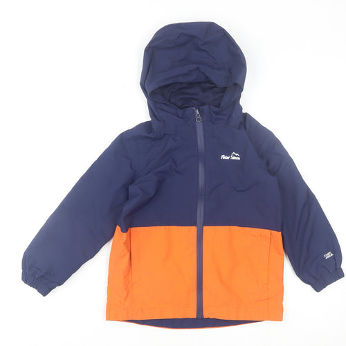 Peter Storm Boys Blue Orange Hooded Waterproof Rain Coat Jacket 5-6 Years