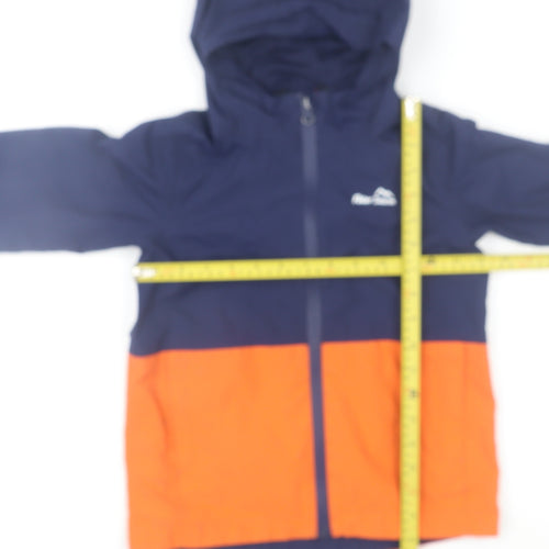 Peter Storm Boys Blue Orange Hooded Waterproof Rain Coat Jacket 5-6 Years