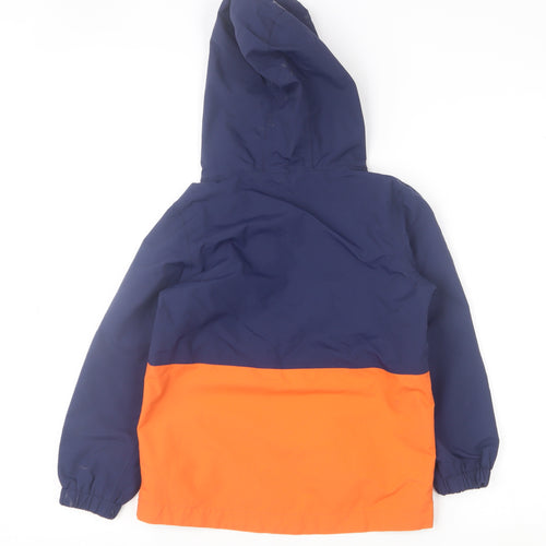Peter Storm Boys Blue Orange Hooded Waterproof Rain Coat Jacket 5-6 Years