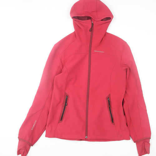Quechua Women's Red Soft Shell Hooded Jacket Size 14