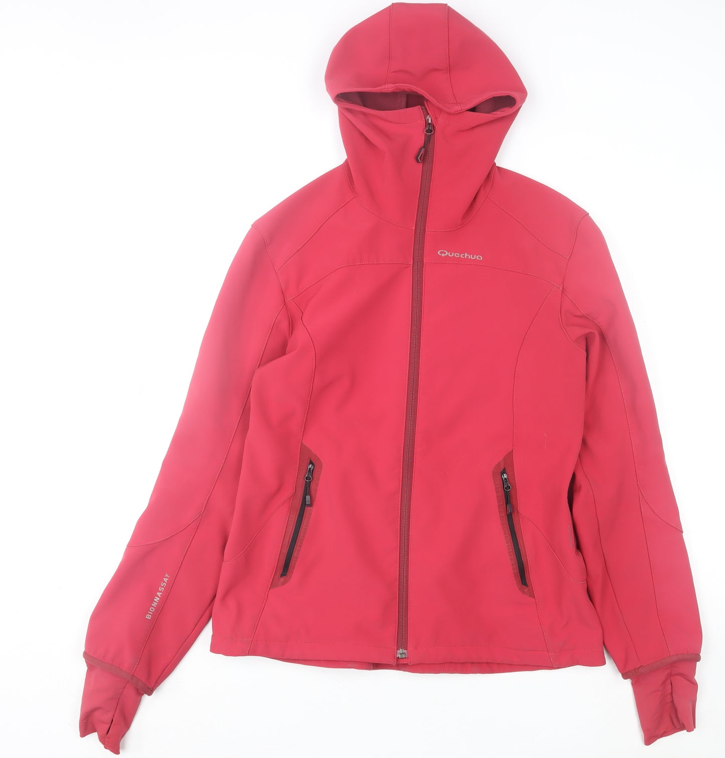 Quechua Women's Red Soft Shell Hooded Jacket Size 14