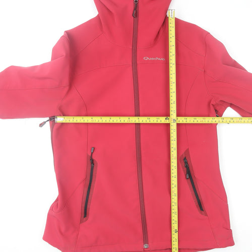 Quechua Women's Red Soft Shell Hooded Jacket Size 14