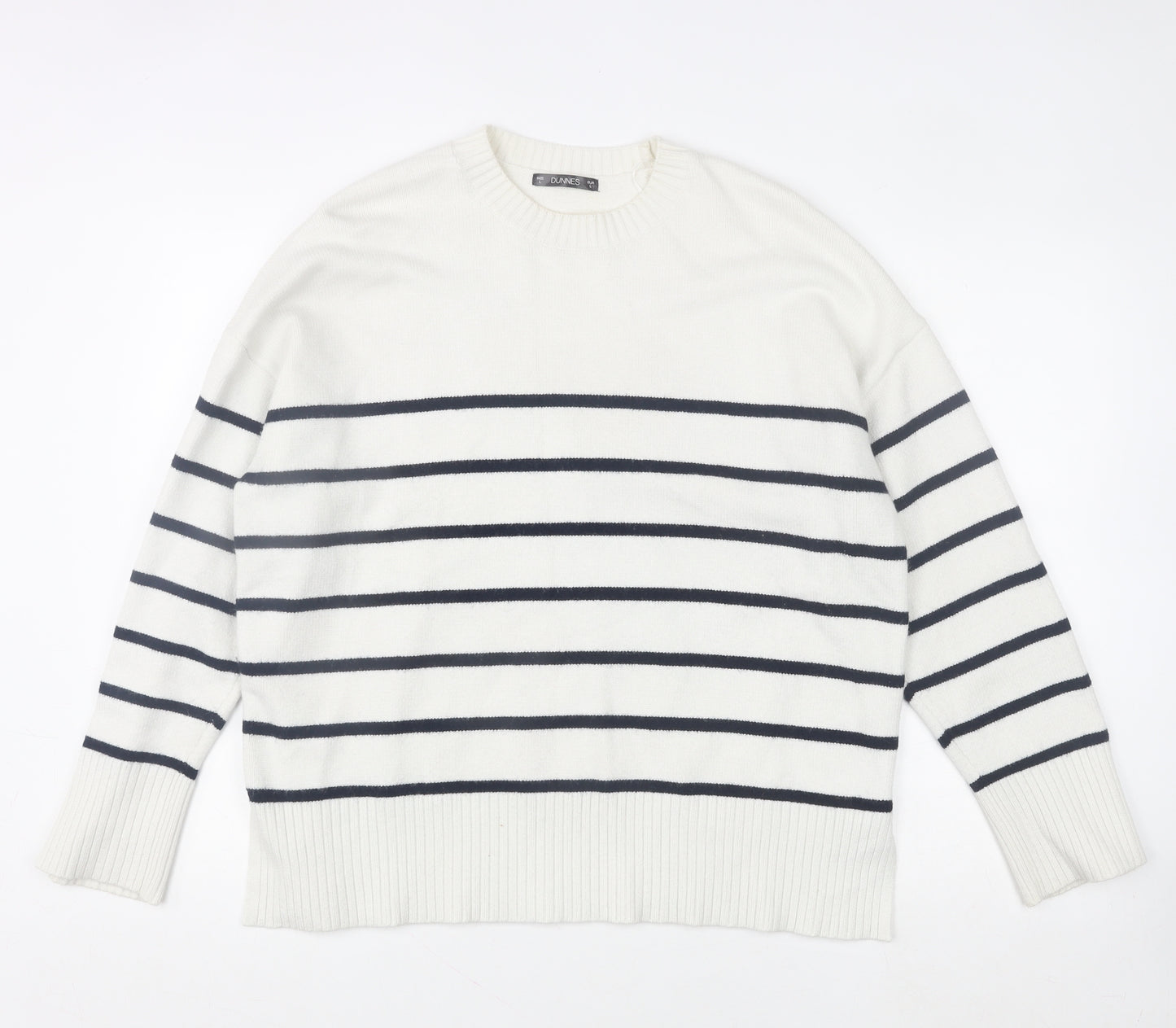 Dunnes Stores Women’s White Striped Pullover Jumper Size L