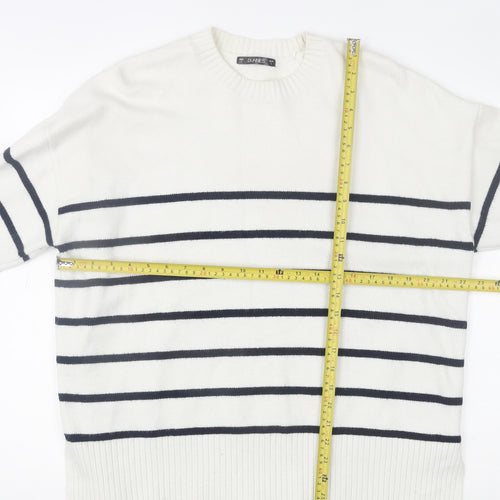 Dunnes Stores Women’s White Striped Pullover Jumper Size L