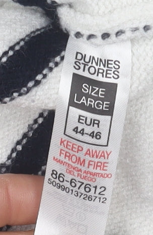 Dunnes Stores Women’s White Striped Pullover Jumper Size L