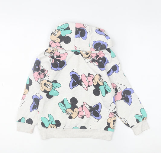 Disney Girls Grey Minnie Mouse Pullover Hoodie 5-6 Years Hooded Sweatshirt