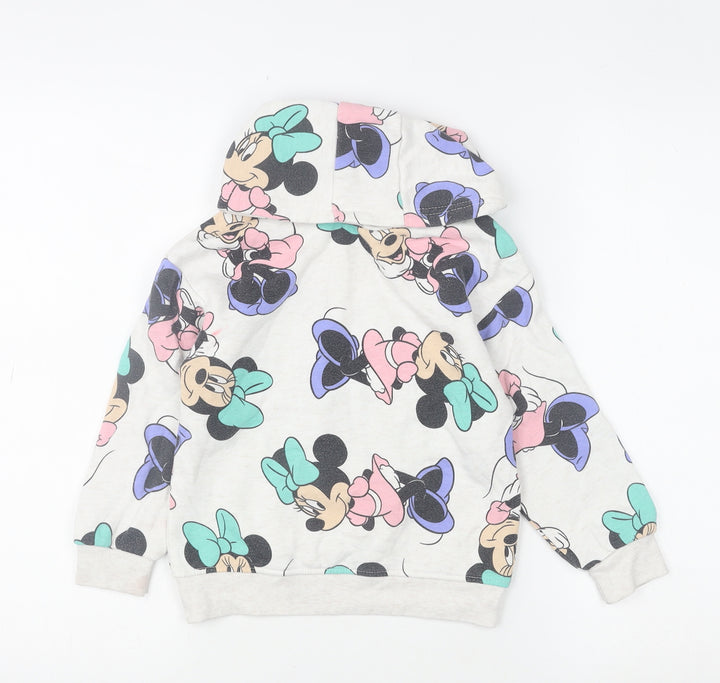 Disney Girls Grey Minnie Mouse Pullover Hoodie 5-6 Years Hooded Sweatshirt