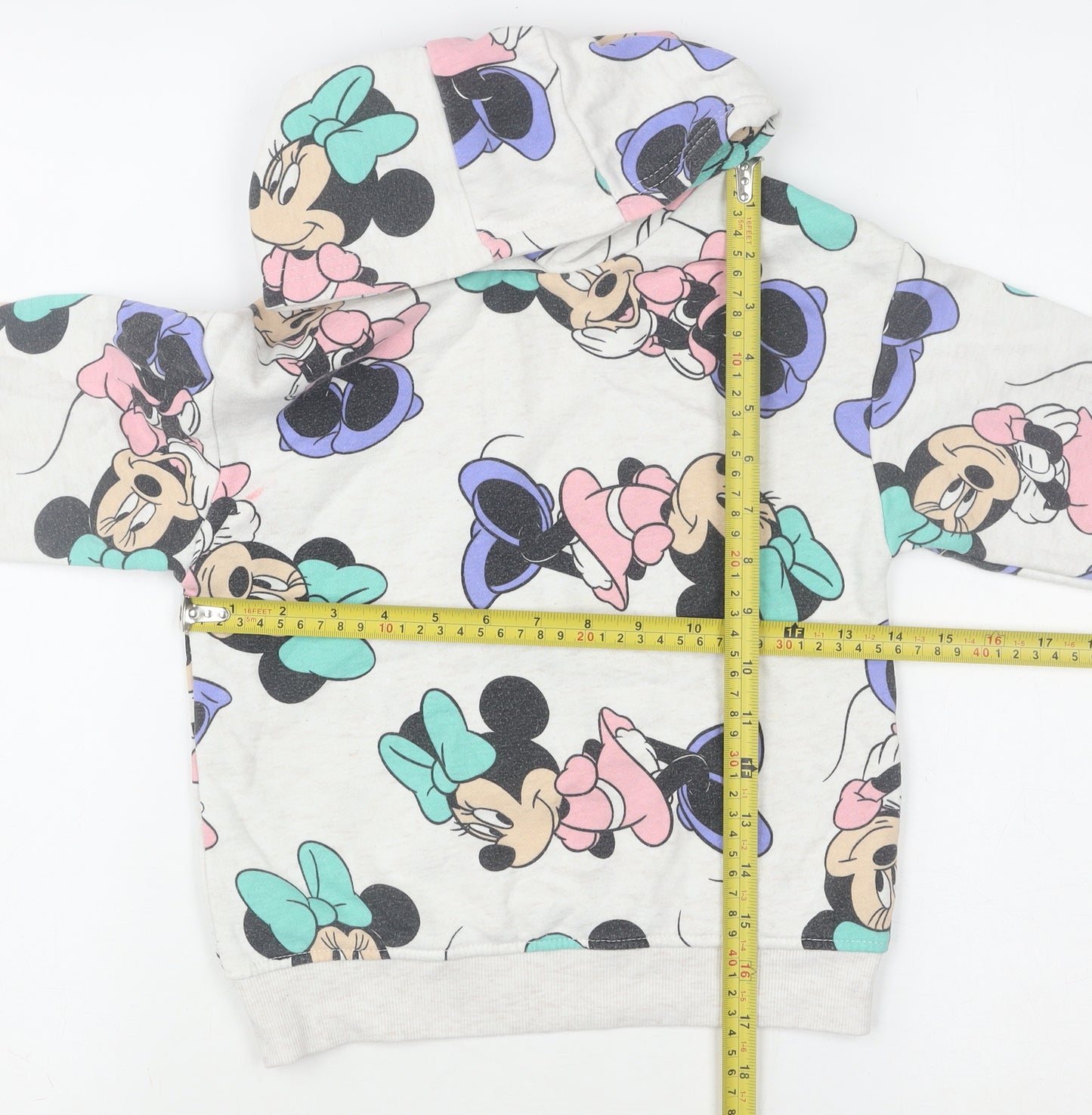 Disney Girls Grey Minnie Mouse Pullover Hoodie 5-6 Years Hooded Sweatshirt