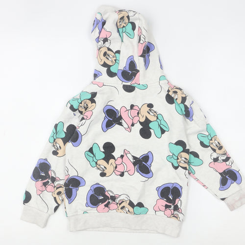 Disney Girls Grey Minnie Mouse Pullover Hoodie 5-6 Years Hooded Sweatshirt
