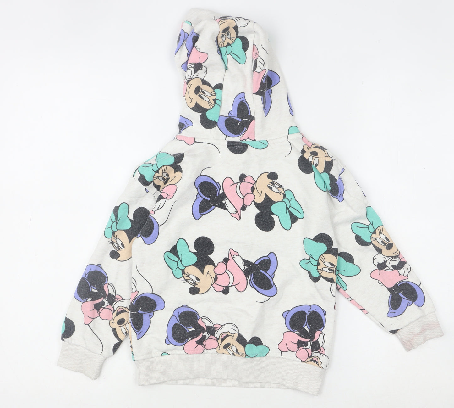 Disney Girls Grey Minnie Mouse Pullover Hoodie 5-6 Years Hooded Sweatshirt