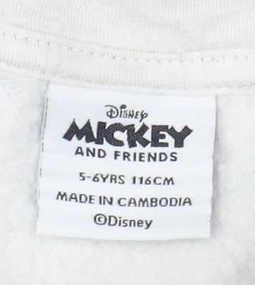 Disney Girls Grey Minnie Mouse Pullover Hoodie 5-6 Years Hooded Sweatshirt