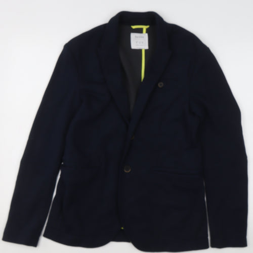 Bershka Women's Blue Blazer Jacket Size 10 Regular Fit