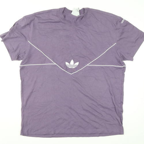 Adidas Men's Purple XL Cotton Crew Neck T-Shirt