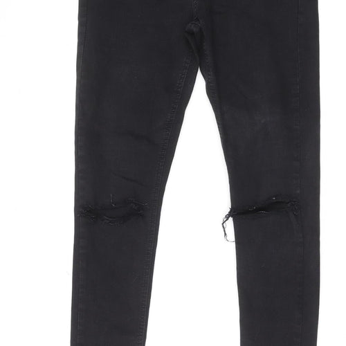 HERA Women's Black Distressed Skinny Jeans L Stretch Denim