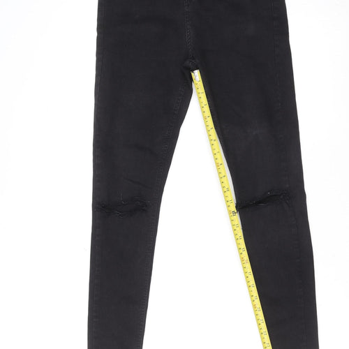 HERA Women's Black Distressed Skinny Jeans L Stretch Denim