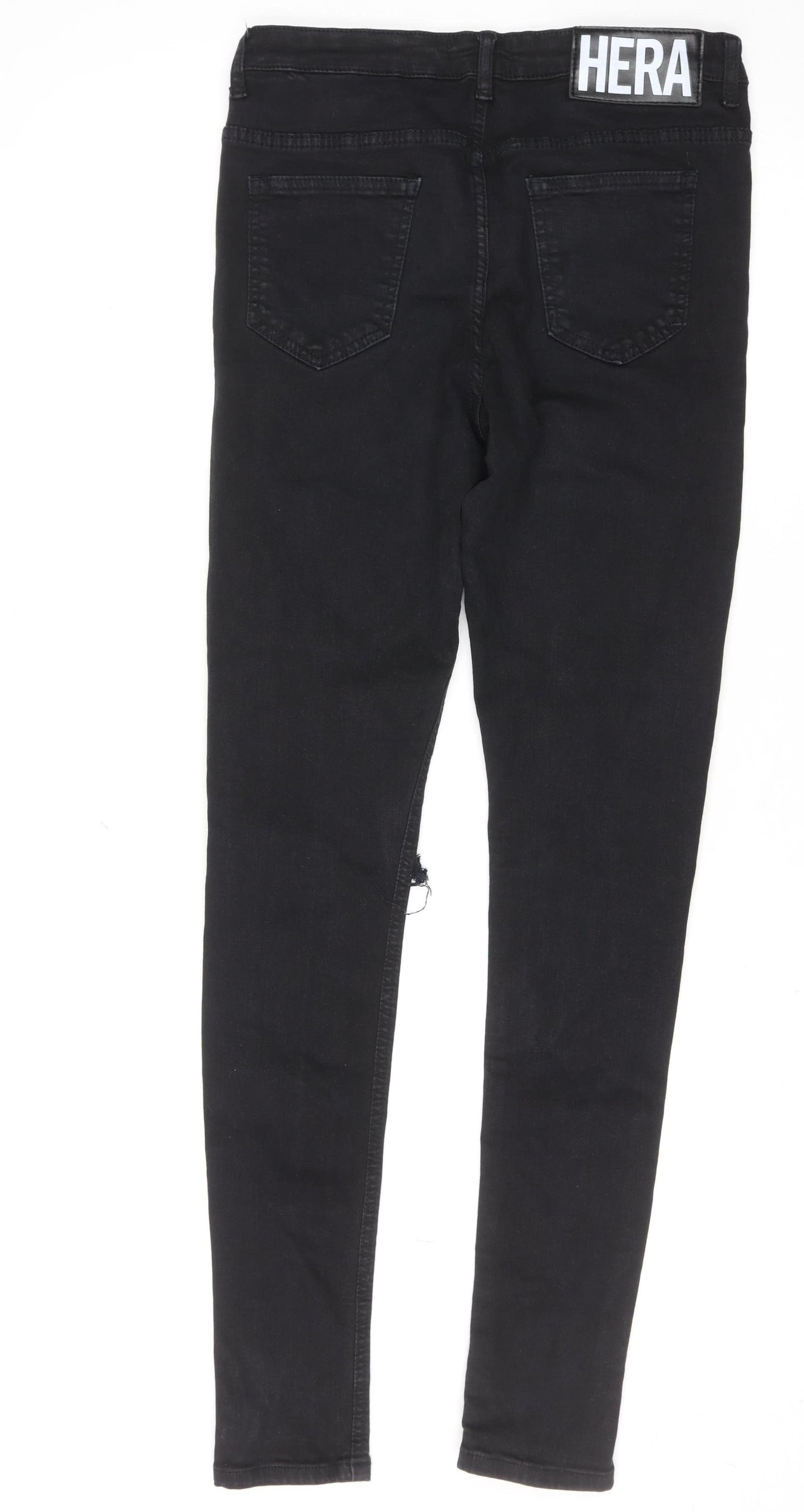 HERA Women's Black Distressed Skinny Jeans L Stretch Denim