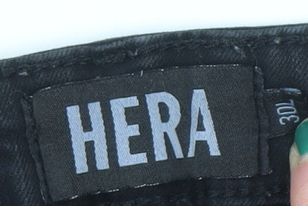 HERA Women's Black Distressed Skinny Jeans L Stretch Denim