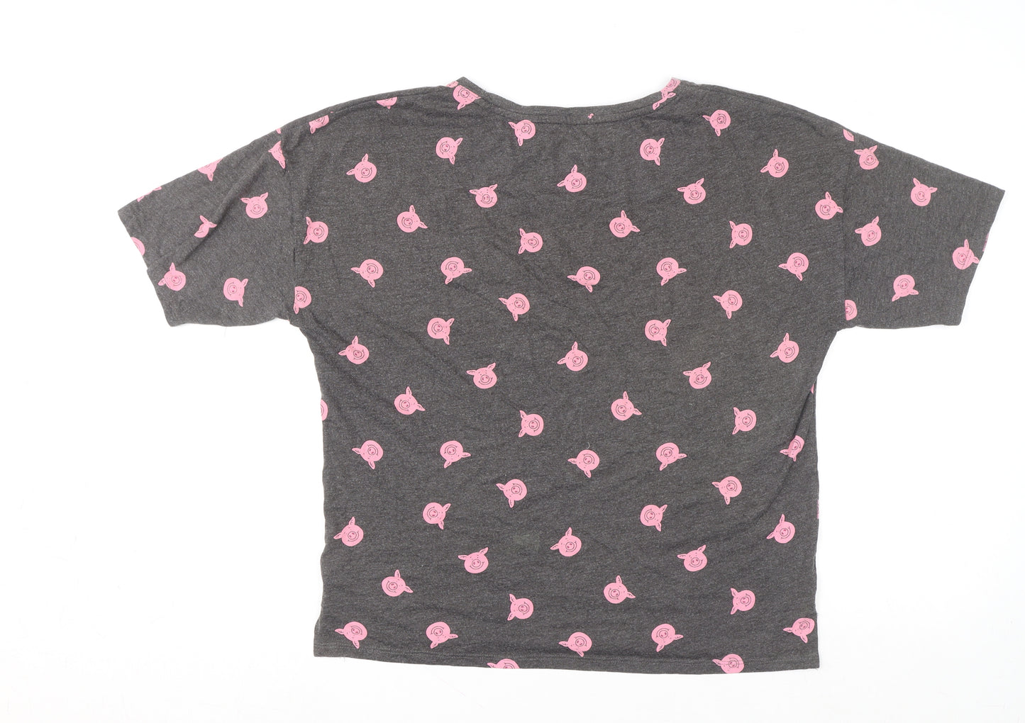 Marks and Spencer Womens Grey Animal Print Short Sleeve Pyjama Top Size 12