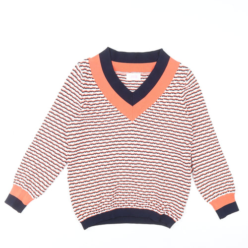 Savida Women's Multicoloured Striped V-Neck Knit Jumper Size 12