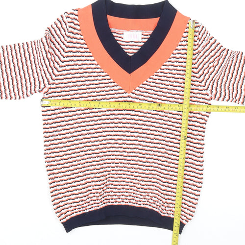 Savida Women's Multicoloured Striped V-Neck Knit Jumper Size 12