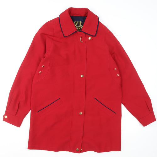 David Barry Women’s Red Mid-Length Rain Coat Size 10 Waterproof