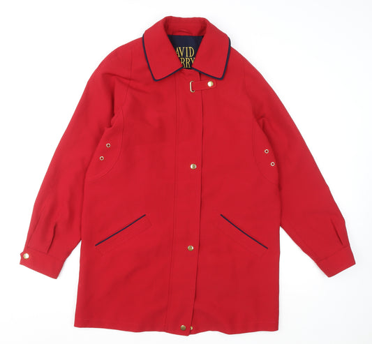 David Barry Women’s Red Mid-Length Rain Coat Size 10 Waterproof