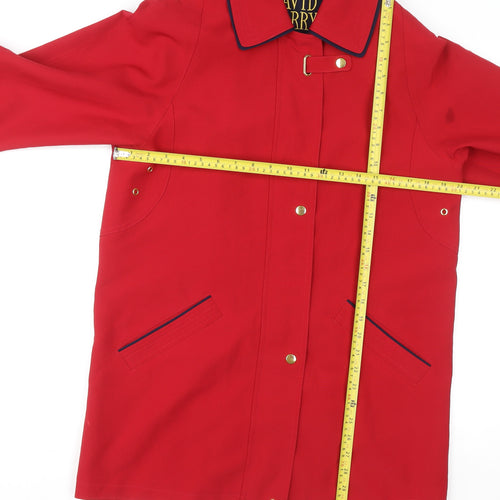 David Barry Women’s Red Mid-Length Rain Coat Size 10 Waterproof