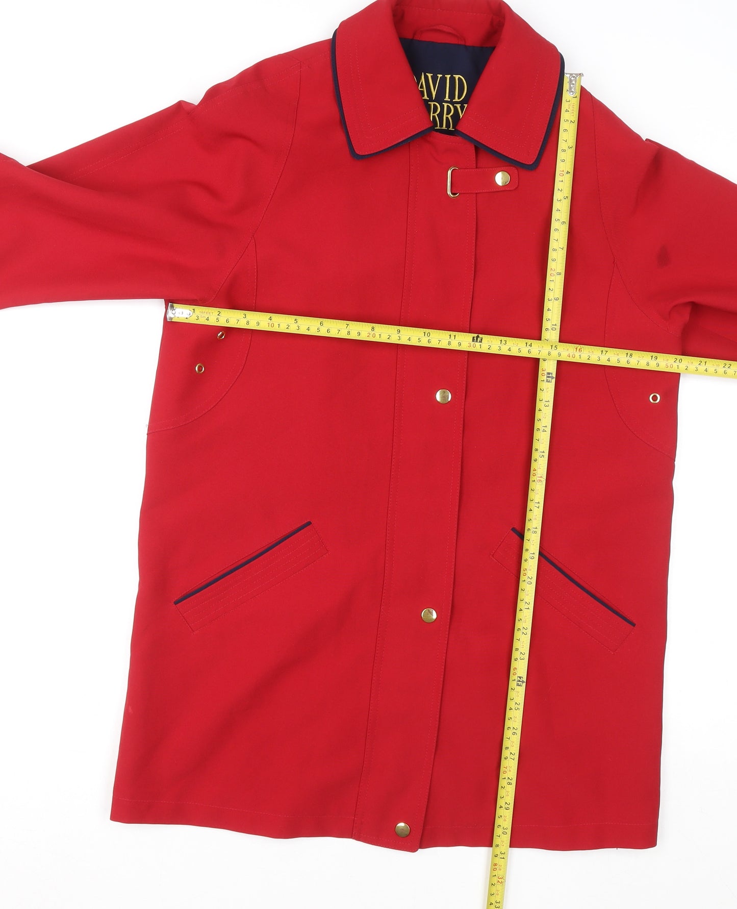 David Barry Women’s Red Mid-Length Rain Coat Size 10 Waterproof