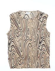 Belle Surprise Women’s Beige Geometric Sleeveless Blouse Size L