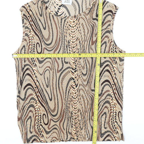Belle Surprise Women’s Beige Geometric Sleeveless Blouse Size L