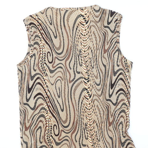 Belle Surprise Women’s Beige Geometric Sleeveless Blouse Size L
