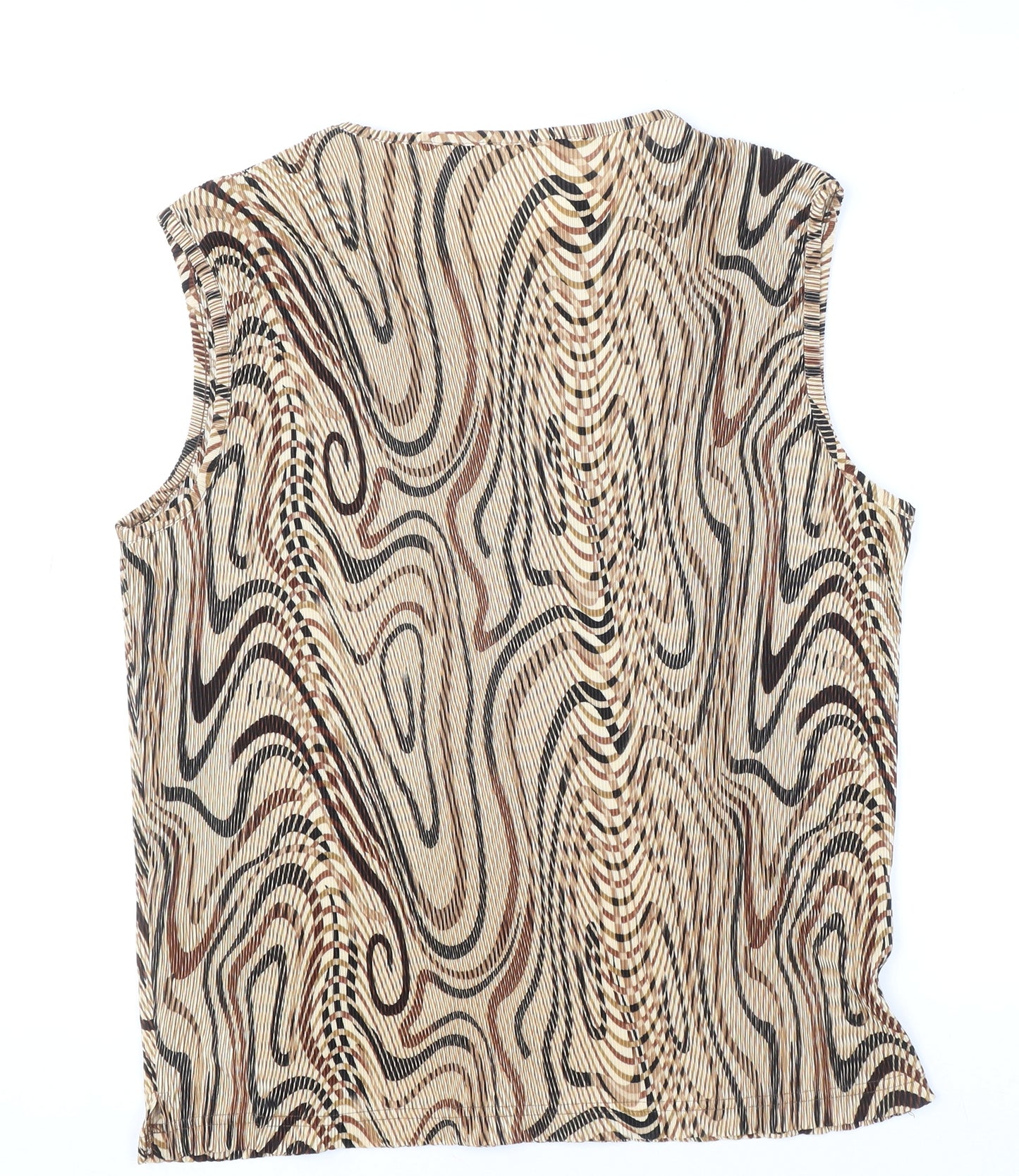 Belle Surprise Women’s Beige Geometric Sleeveless Blouse Size L