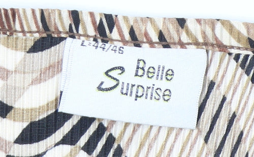 Belle Surprise Women’s Beige Geometric Sleeveless Blouse Size L