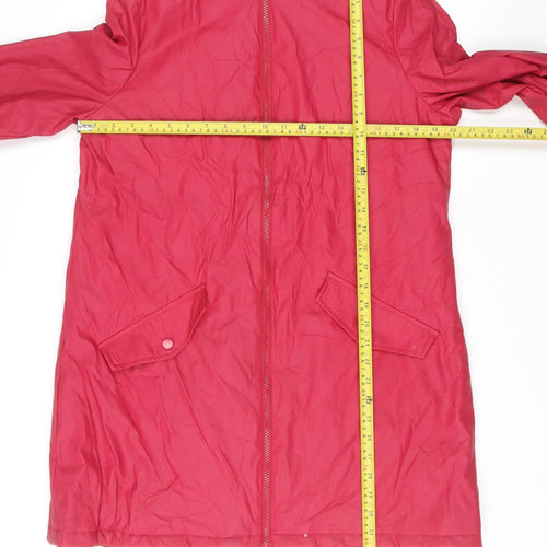 Dunnes Women Red Hooded Mid-Length Rain Coat Jacket Size 12